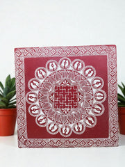 Aipan Art Wooden Pooja Chowki - Design 6 - Handcrafted Himalayan Product by Baaduli