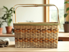 Ringaal Hamper Basket with Handle - Handcrafted Himalayan Product by Baaduli