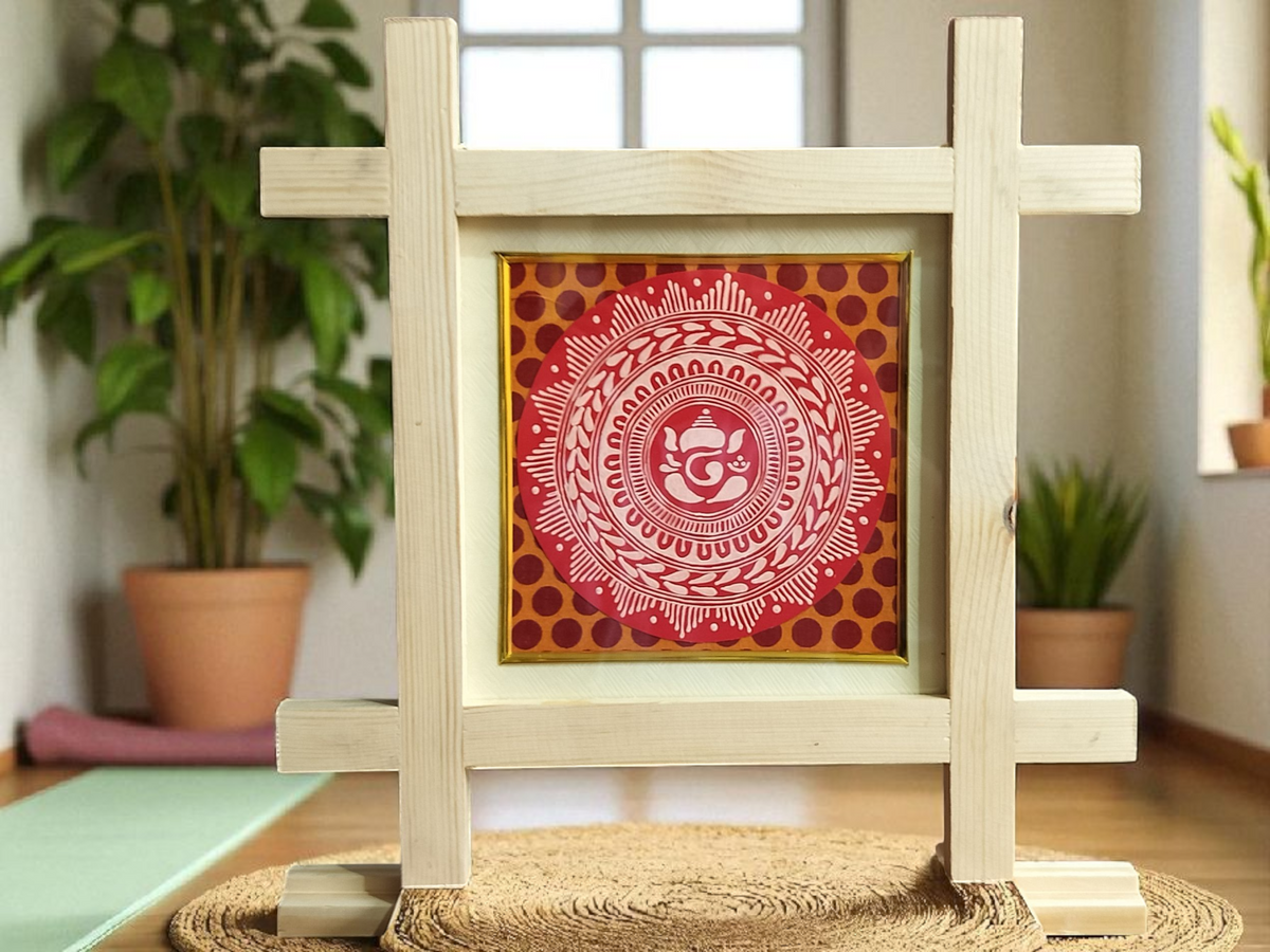 Aipan Art Sacred Symbol Wall Décor - Design 3 - Handcrafted Himalayan Product by Baaduli