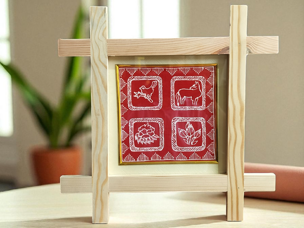 Aipan Art Sacred Symbol Wall Décor - Design 5 - Handcrafted Himalayan Product by Baaduli