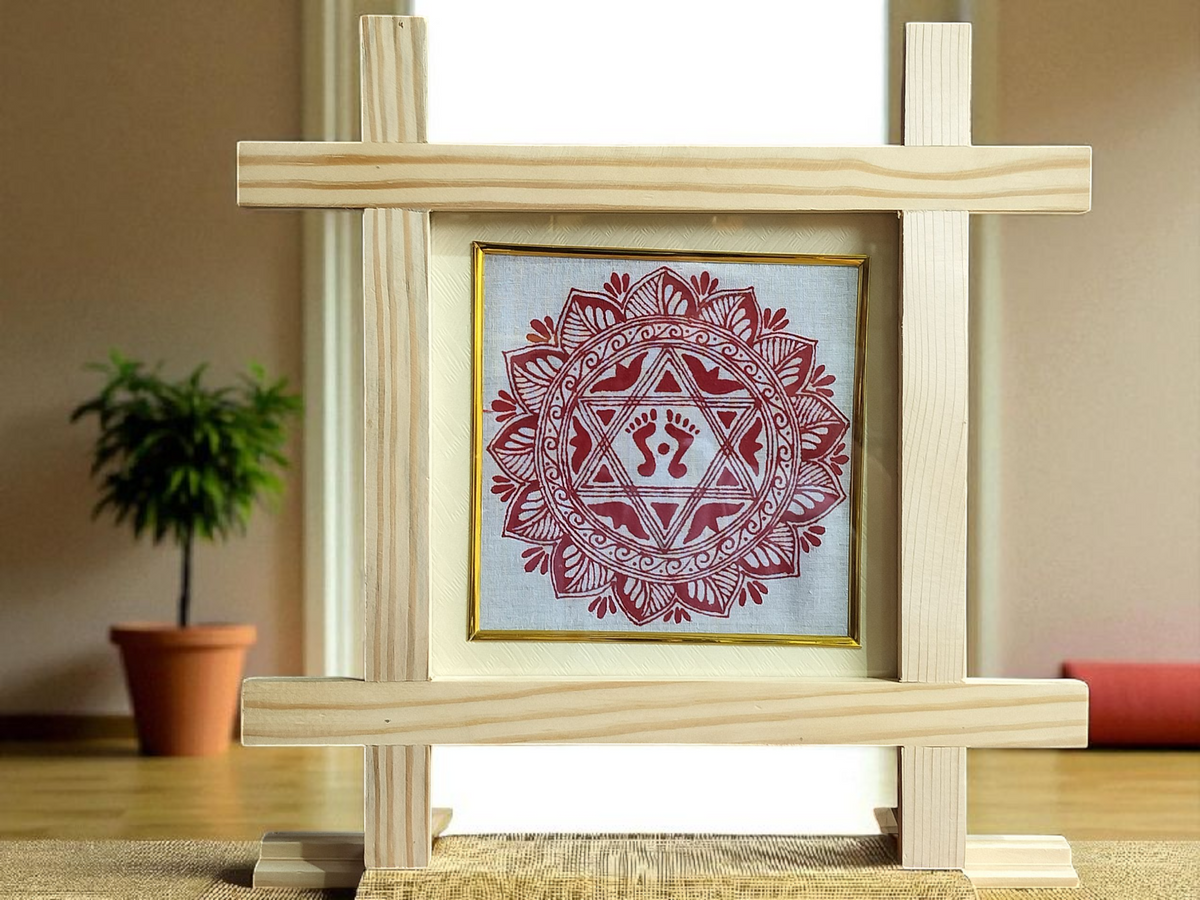 Aipan Art Sacred Symbol Wall Décor - Design 7 - Handcrafted Himalayan Product by Baaduli