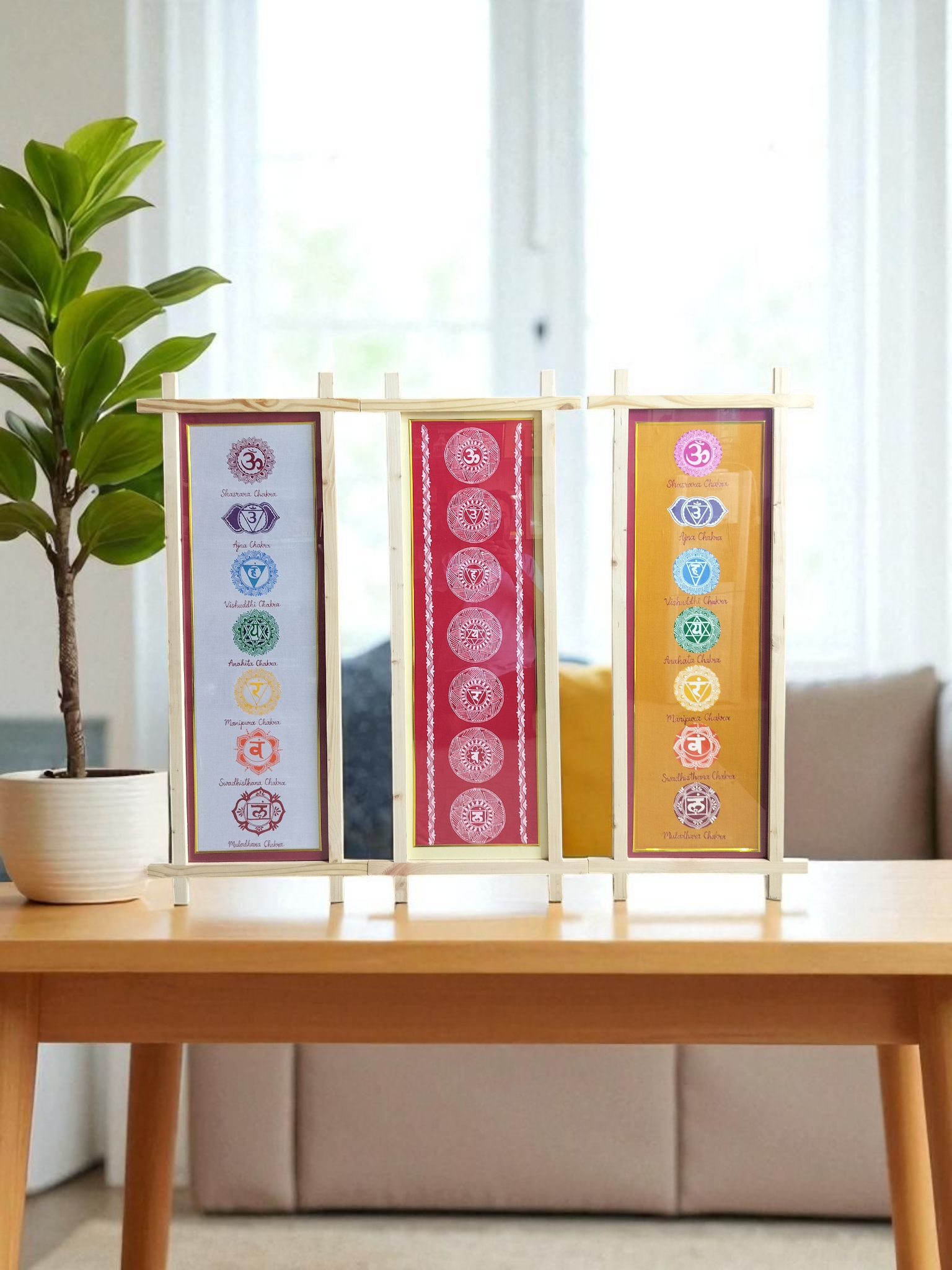 Aipan Art Sapta Chakra Wall Hanging - Handcrafted Himalayan Product by Baaduli