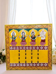 Aipan Art Wooden Pooja Chowki - Design 5 - Handcrafted Himalayan Product by Baaduli