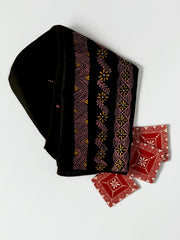 Aipan Art Dupatta - Black - Handcrafted Himalayan Product by Baaduli