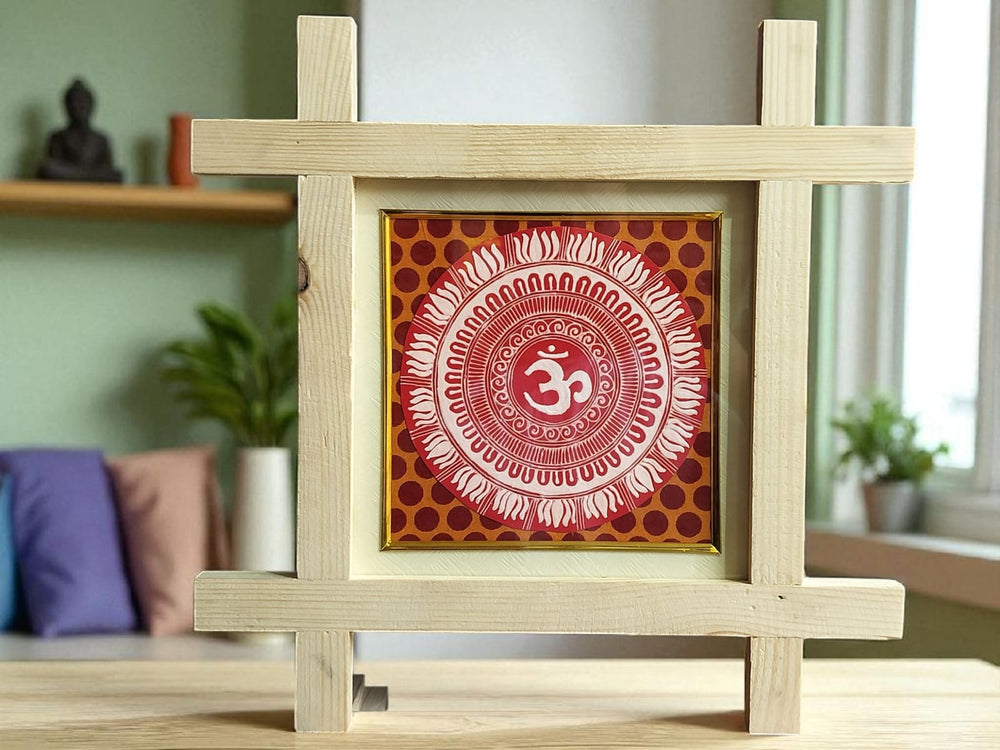 Aipan Art Sacred Symbol Wall Décor - Design 2 - Handcrafted Himalayan Product by Baaduli