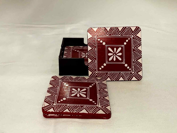 Aipan Art Coaster - Handcrafted Himalayan Product by Baaduli