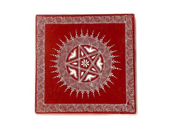 Aipan Art Wooden Pooja Chowki - Handcrafted Himalayan Product by Baaduli